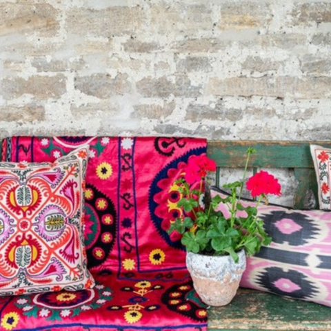 Pink Ikat Cushions and Pink Embroidered Cushions
