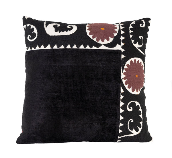 Front view of the Vintage Hand-Embroidered Suzani Cushion - Zarina Family Cushion E from our beautiful limited-edition Vintage Suzani Cushions.