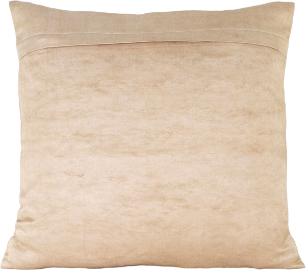 Reverse view of the luxurious hand-embroidered Blue Blossom Flower Silk cushion in beige.