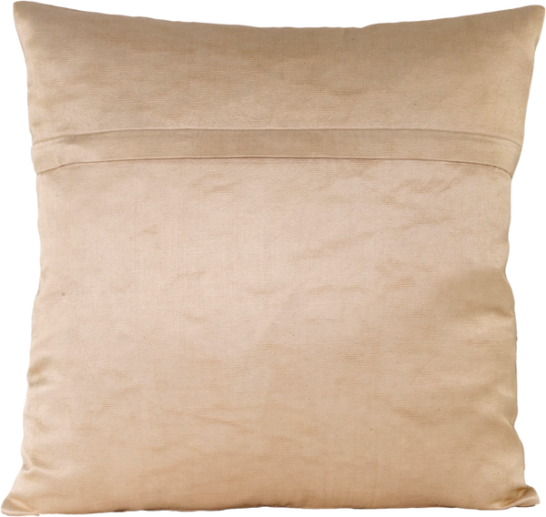 Reverse view of the hand-embroidered Blue Floral Medallion Silk cushion