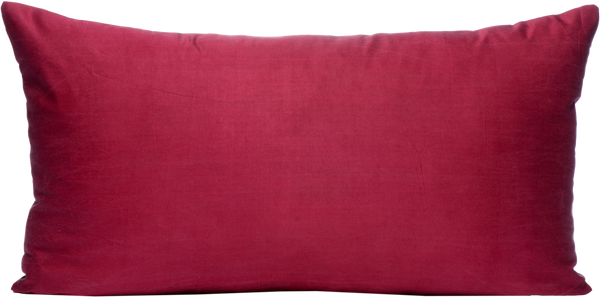 Reverse view of the luxurious hand-woven Silk Ikat - Pink Pomegranate cushion.