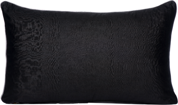 Reverse view of the luxurious hand-woven Silk Velvet Ikat - Pink Pomegranate cushion in black.