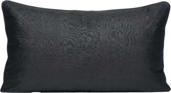 Reverse view of the luxurious hand-woven Silk Ikat  - Green Pomegranate rectangle cushion with a traditional hand-made central braid.