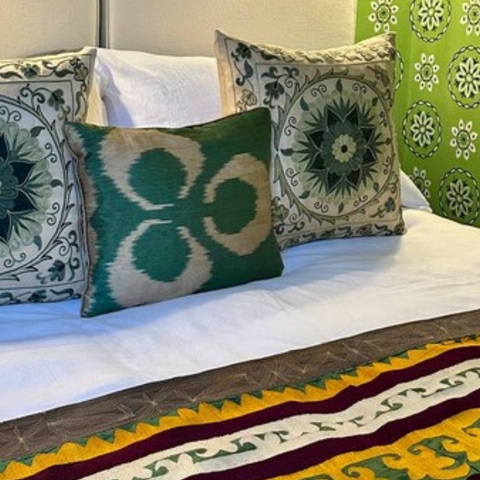 Green Ikat Cushions and Green Embroidered Cushions