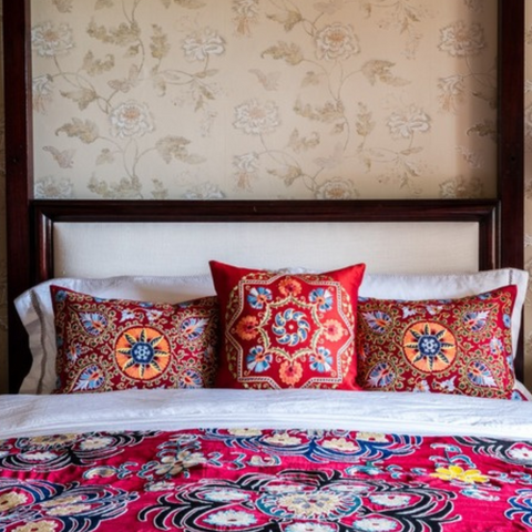 Red Ikat Cushions and Red Embroidered Cushions