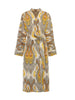 Front belted view of Anor’s Silk Ikat Chapan Coat – Nargiza 
