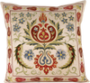 Front view of the luxurious hand-embroidered Red Tulips Silk cushion.