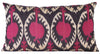 Front view of the luxurious hand-woven Silk Ikat - Pink Pomegranate cushion.