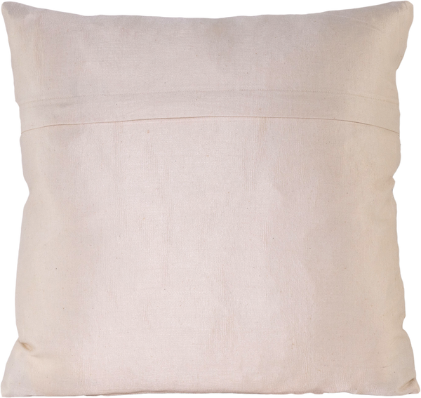 Reverse view of the luxurious hand-embroidered Central Sun Disk Silk cushion in beige.