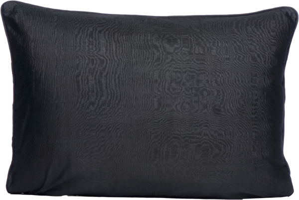 Reverse view of the luxurious hand-woven Silk Velvet Ikat - Green, Cream and Black cushion in black.