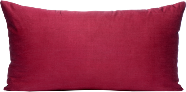 Reverse view of the luxurious hand-woven Silk Ikat - Pink Pomegranate cushion. 