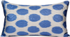 Reversed view of the beautiful Black and White Geometric Pattern Rectangle Silk Ikat Cushions made with fabric that is hand-woven and hand-dyed in blue and white.