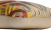 Side view of the luxurious hand-woven Silk Ikat cushion in Red, Yellow and Grey Shades. 