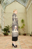 Side view of a model wearing a silk ikat shawl coat - Farida 'Special'