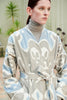 Close-up view of Anor’s Silk Ikat Chapan Coat – Dilbar